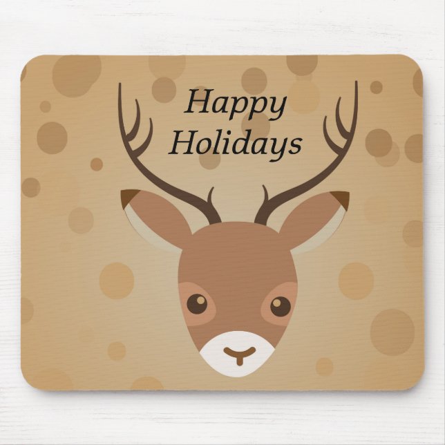reindeer Illustration on a brown background Mouse Pad (Front)