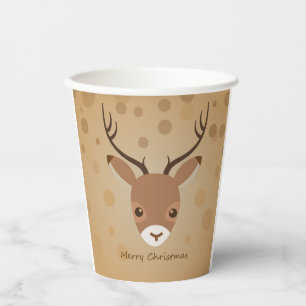 reindeer Illustration on a brown background Paper Cups