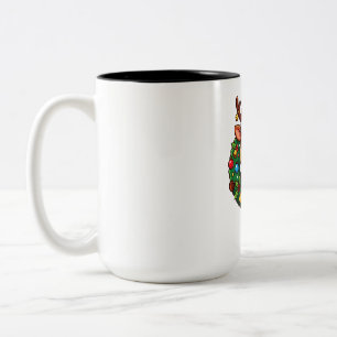 Reindeer in Christmas Wreath Two-Tone Coffee Mug