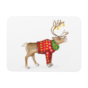 Reindeer in festive Christma jumper magnet