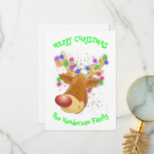 Reindeer in lights custom Christmas Card
