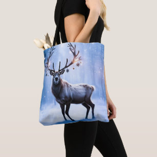 Reindeer in Magical Forest Tote Bag