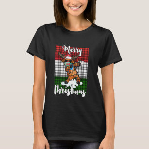 Reindeer In Mask Red Plaid Buffalo Merrychristmas  T-Shirt