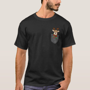 Reindeer in Pocket Deer Christmas  T-Shirt