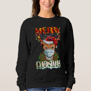 Reindeer In Sunglasses Wearing Mask  Merry Christm Sweatshirt
