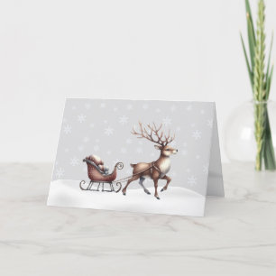 Reindeer in the Snow Christmas Card
