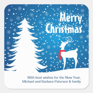 Reindeer in the Snow Christmas Sticker