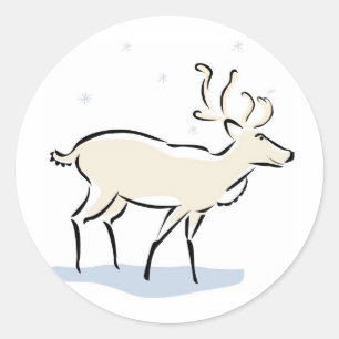 Reindeer in the Snow Classic Round Sticker