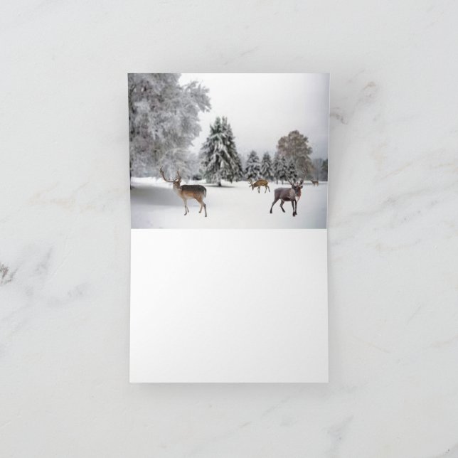 Reindeer in the Snow Note Card (Inside)
