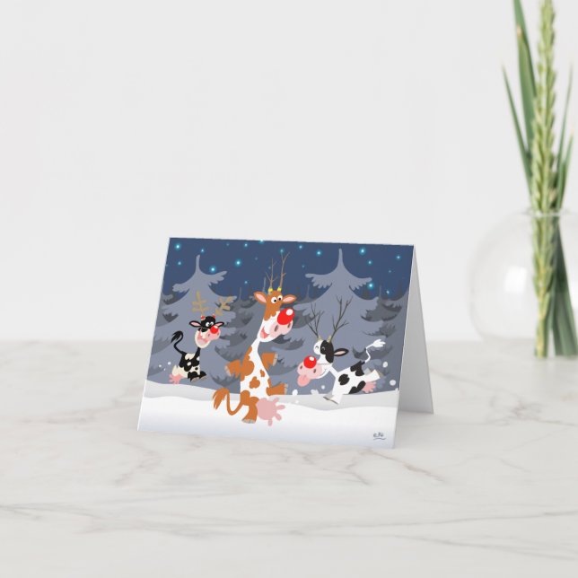 Reindeer in the snow notecard (Front)