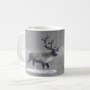 Reindeer in winter day coffee mug