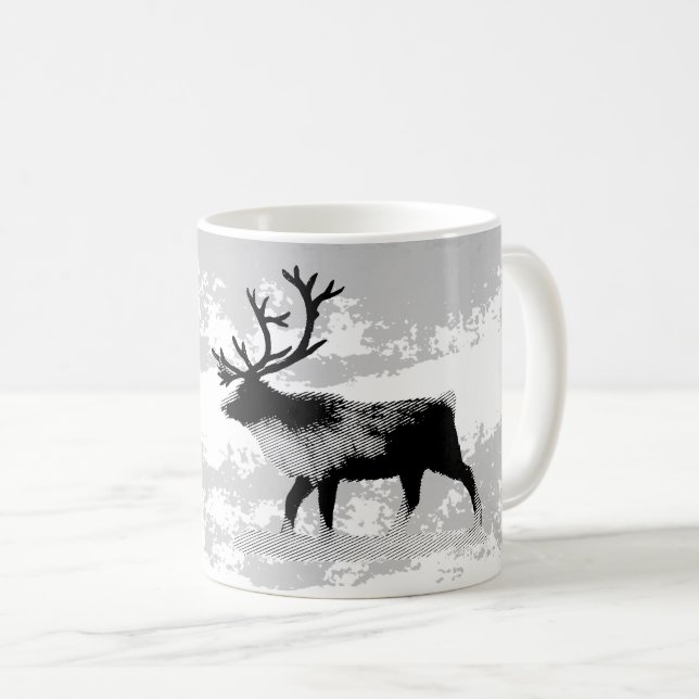 Reindeer in winter day  coffee mug (Front Right)