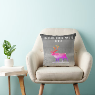 Reindeer in winter day cushion