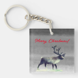 Reindeer in winter day key ring