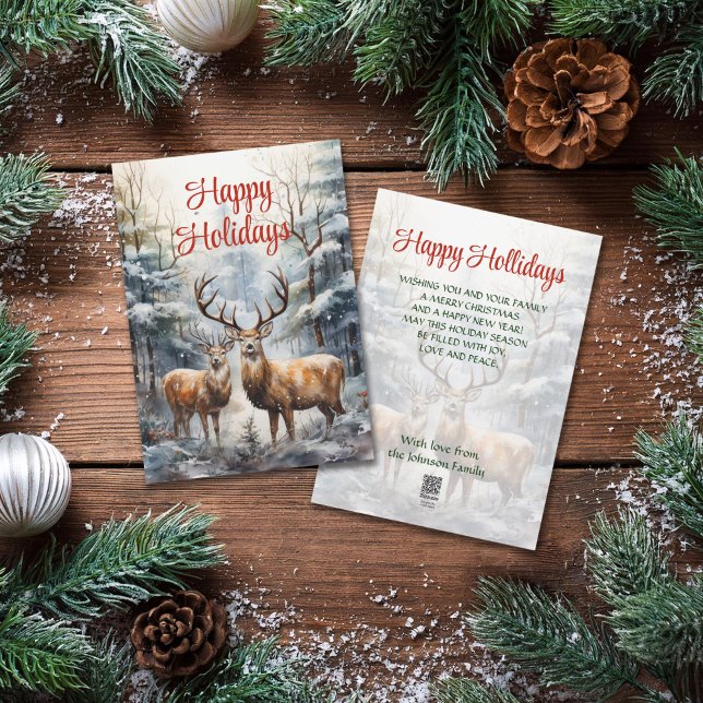 Reindeer in Winter Wonderland Holiday Card (Creator Uploaded)