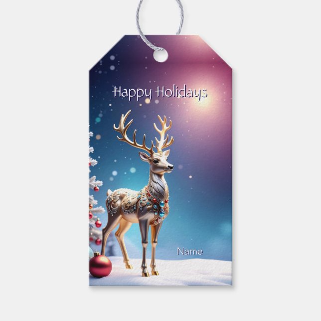 Reindeer Jewels Christmas Gift Tag (Front)