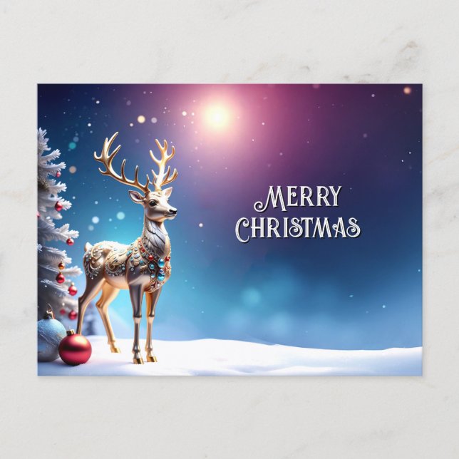Reindeer Jewels Christmas Holiday Postcard (Front)