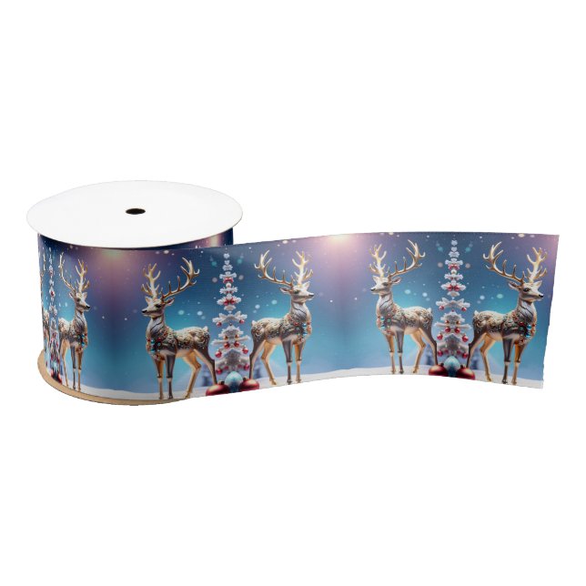 Reindeer Jewels Christmas Satin Ribbon (Spool)