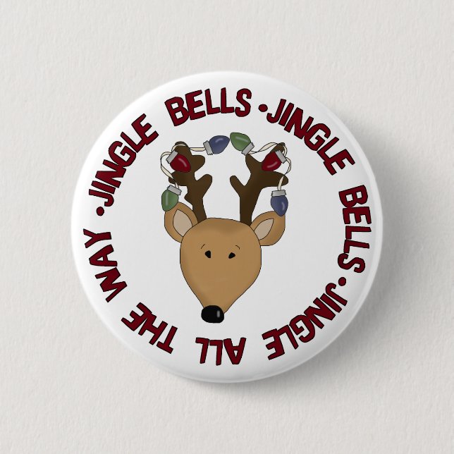 Reindeer Jingle Bells Tshirts and Gifts 6 Cm Round Badge (Front)
