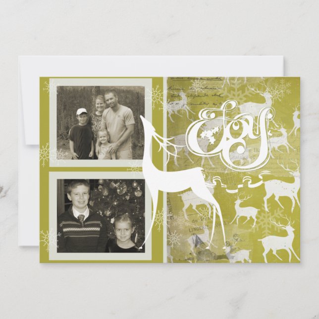 Reindeer Joy Holiday Photo Card (Front)