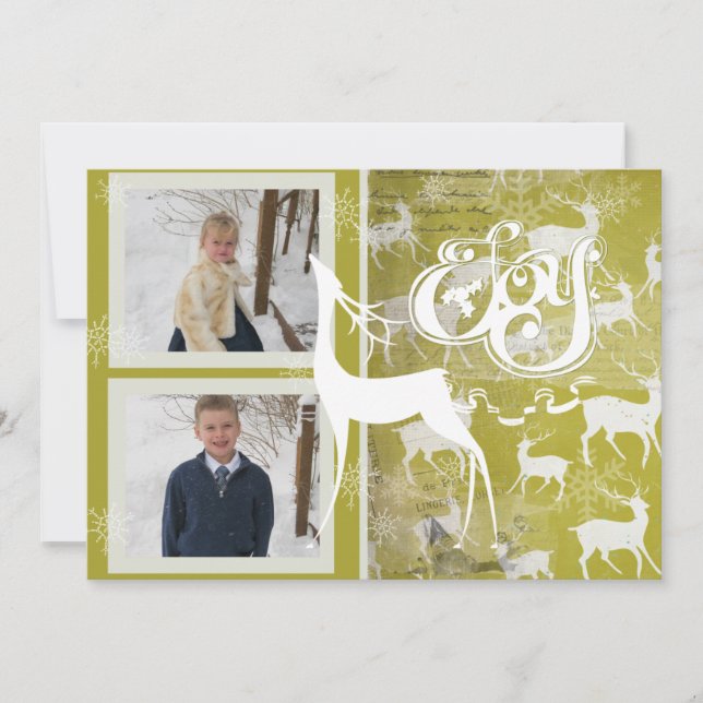 Reindeer Joy Holiday Photo Card (Front)