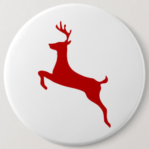 Reindeer Jump Christmas Red Silhouette Golf Balls 6 Cm Round Badge