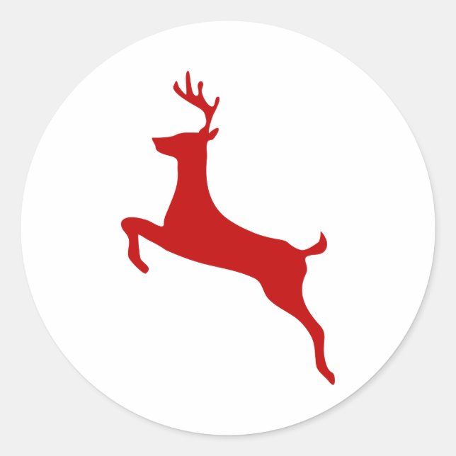 Reindeer Jump Christmas Red Silhouette Golf Balls Classic Round Sticker (Front)