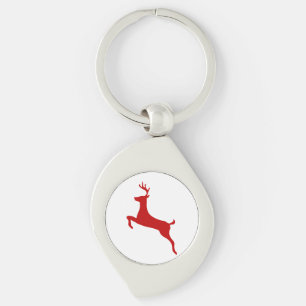 Reindeer Jump Christmas Red Silhouette Golf Balls Key Ring