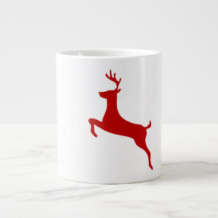 Reindeer Jump Christmas Red Silhouette Two-Tone Co Large Coffee Mug