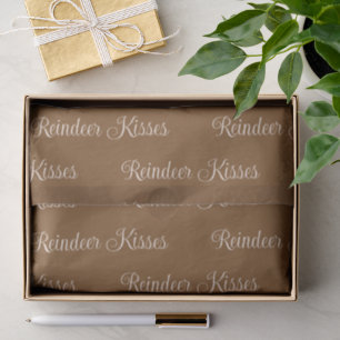 Reindeer Kisses Rich Cocoa-Brown Christmas Gift Tissue Paper