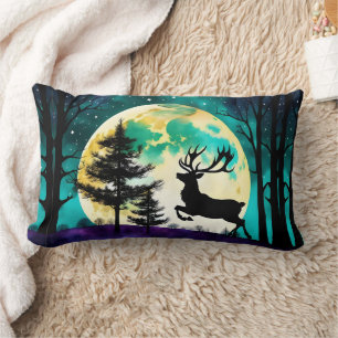 Reindeer Leaping Full moon on the Lumbar Cushion