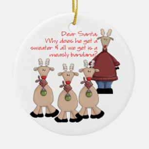 Reindeer Letter to Santa Claus Ceramic Tree Decoration
