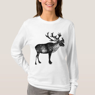 Reindeer Long Sleeve T-Shirt, Elk, Animal Design T-Shirt