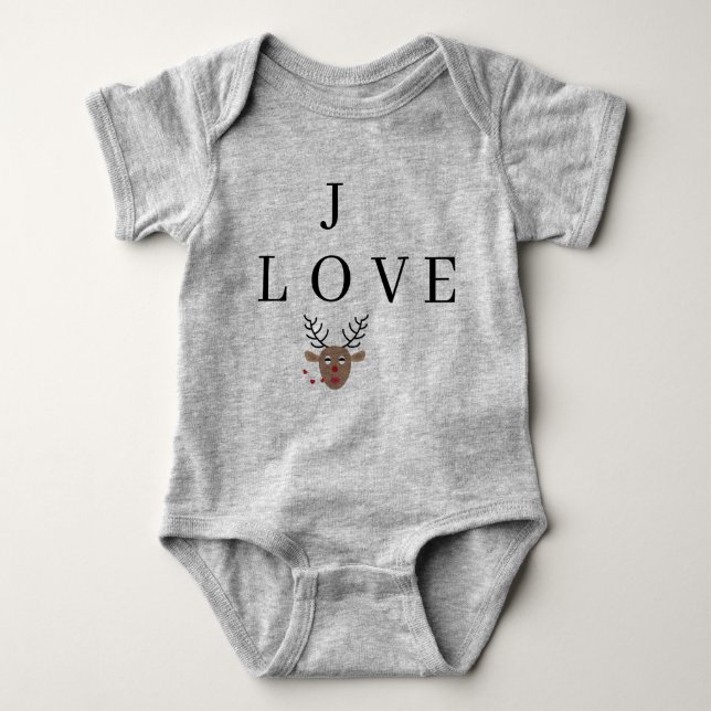 Reindeer Love Joy Festive Christmas Cute Crossword Baby Bodysuit (Front)