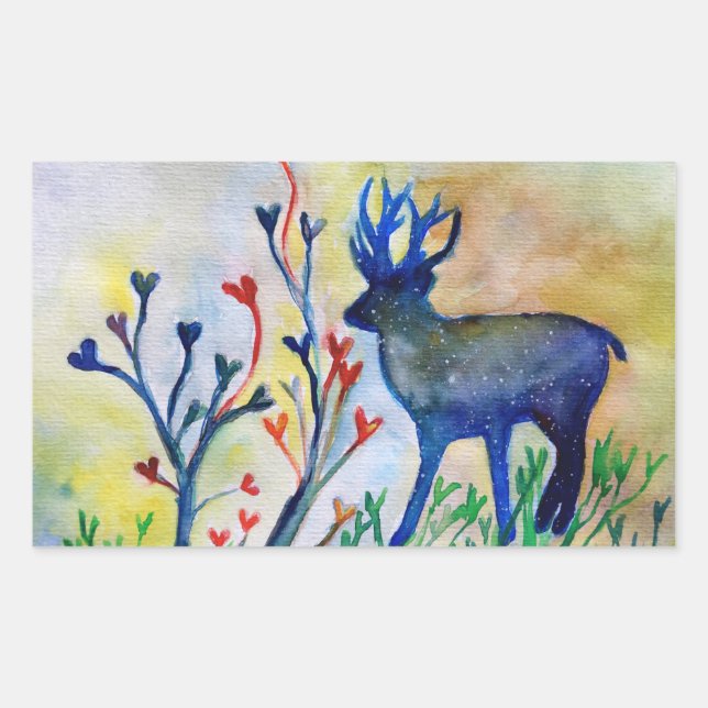 Reindeer Love Rectangle Stickers, Glossy Rectangular Sticker (Front)