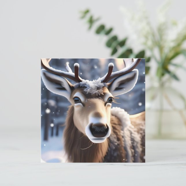 Reindeer Magic: Close-Up of Santas Loyal Companion Save The Date (Standing Front)