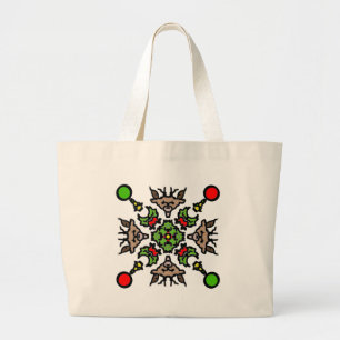Reindeer Mandala Design Large Tote Bag