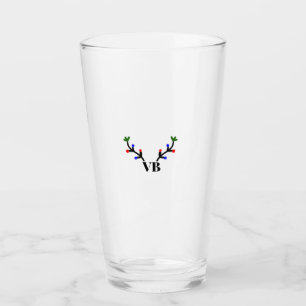 Reindeer merry Christmas add name text name title Glass