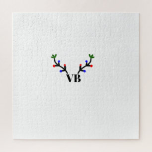 Reindeer merry Christmas add name text name title Jigsaw Puzzle