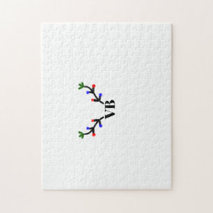 Reindeer merry Christmas add name text name title Jigsaw Puzzle