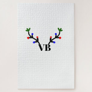 Reindeer merry Christmas add name text name title Jigsaw Puzzle