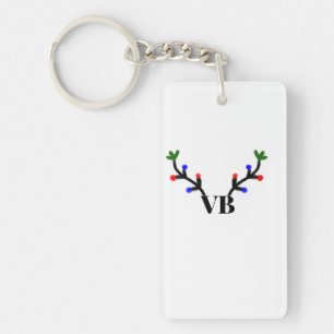 Reindeer merry Christmas add name text name title Key Ring
