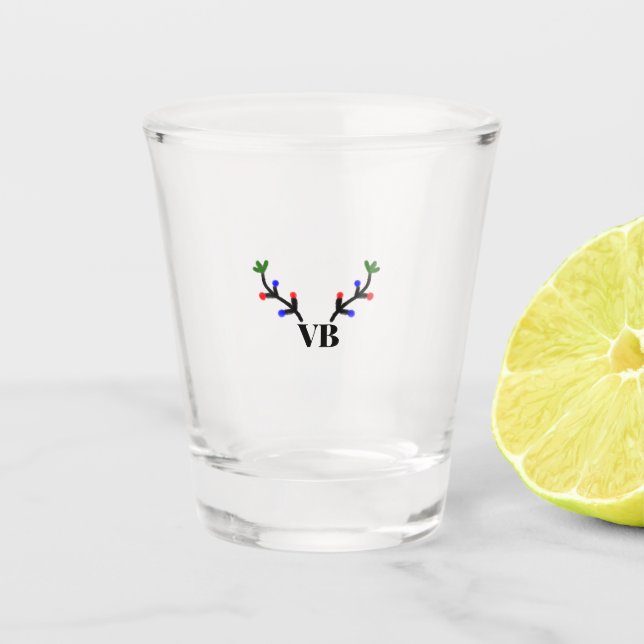 Reindeer merry Christmas add name text name title Shot Glass (Front)