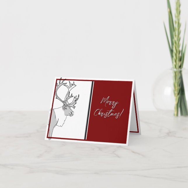 Reindeer Merry Christmas Customisable Card (Front)