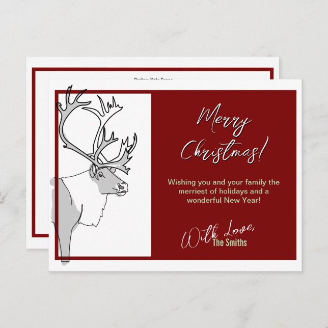 Reindeer Merry Christmas Customisable Postcard (Front/Back)