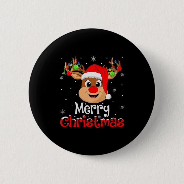 Reindeer Merry Christmas Family Men Women Kids Xma 6 Cm Round Badge (Front)