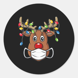 Reindeer Merry Christmas Fun Xmas 1 Classic Round Sticker