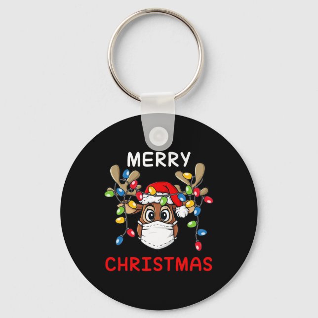 Reindeer Merry Christmas Fun Xmas 2 Key Ring (Front)