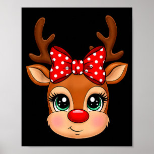 Reindeer Merry Christmas Girl Boy Kids Poster