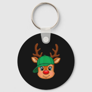 Reindeer Merry Christmas Hat Men Boy Kids Key Ring